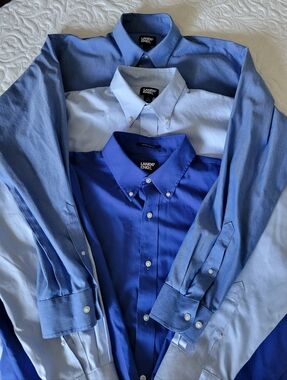 Lands' End Men's Mixed Blue Button-Down Dress Shirts. Size 16-16.5